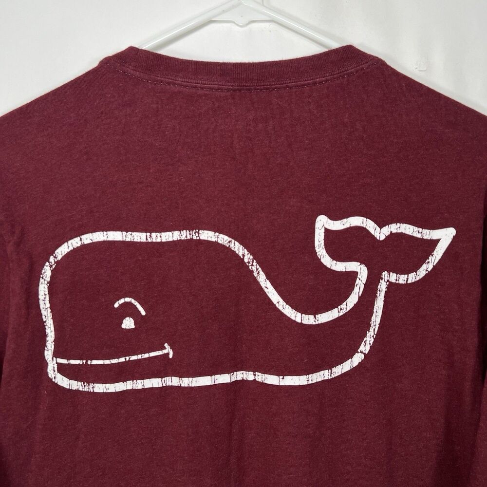 Vineyard Vines Long Sleeve T Shirt Mens Size XS Extra Small Maroon Red Whale - Picture 8 of 9